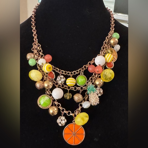 Charming Charlie Jewelry - Orange Pineapple Charm necklace 3 tier Charming Charlie